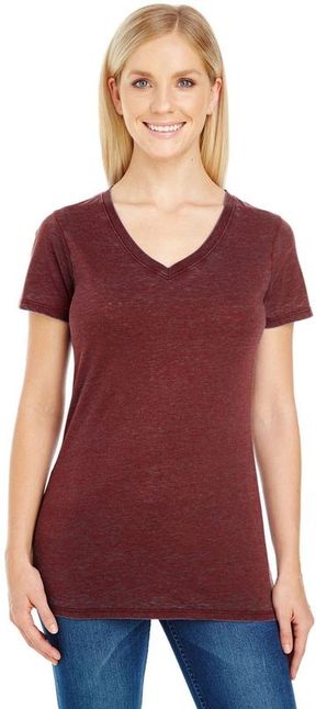 Threadfast Apparel Ladies' Cross Dye 4.3-ounce 60/40 Cotton/Poly Short-Sleeve V-Neck T-Shirt